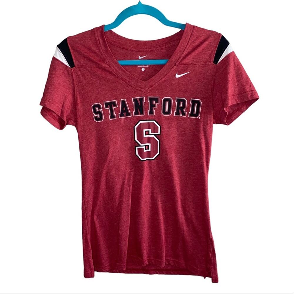 Nike Stanford Cardinal V Neck Graphic Tee Red Small NCAA Shirt